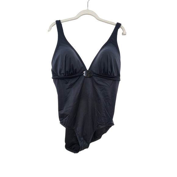 New NWOT Lands End 1 Piece Slimming Tummy Control Swimsuit Size 16 Black - Picture 2 of 9
